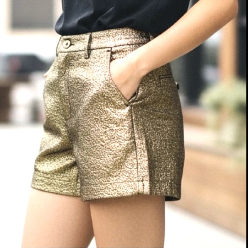NWT Michael Kors Size 6 Gold Shiny Brocade Women's Short Shorts